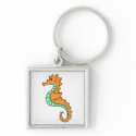 Cute Orange Cartoon Seahorse keychains