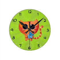 Cute Orange Cat with Star wall clocks