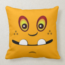 Cute Orange Monster Face w/ an Underbite Pillow