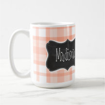 Cute Orange Plaid; Vintage Chalkboard Coffee Mug