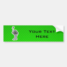 Cute Ostrich; Green Bumper Stickers