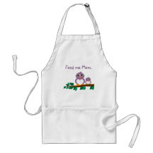 Cute owl and baby on tree apron