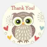 Cute Owl and Hearts Thank you Stickers stickers