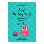 Cute owl birthday invitation