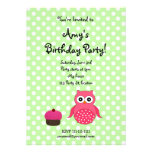 Cute owl birthday invitation