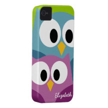 Cute Owl Cartoon eyes with Name - colourful iPhone 4 Case-Mate Cases