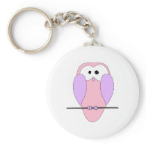 Cute Owl Cartoon. Pink Key Chains