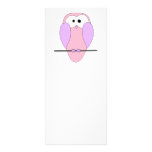 Cute Owl Cartoon. Pink Rack Card