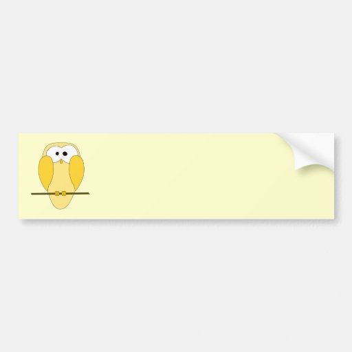 Cute Owl Cartoon. Yellow. Bumper Sticker