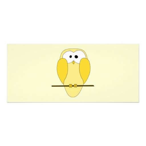 Cute Owl Cartoon. Yellow. Custom Rack Card