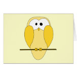 Cute Owl Cartoon. Yellow. Greeting Card