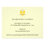 Cute Owl Cartoon. Yellow. Personalized Announcements