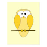 Cute Owl Cartoon. Yellow. Post Card