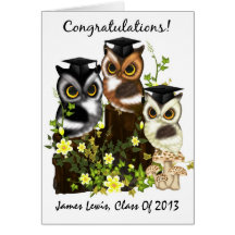 Cute Owl Graduation To Customize With Class Names Greeting Card