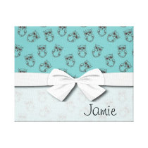 cute owl outlines on blue gallery wrap canvas