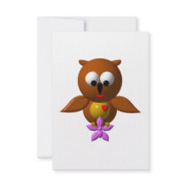 Cute owl with orchid
