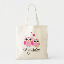 Cute owls big sister little sister cartoon canvas bag