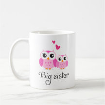 Cute owls big sister little sister cartoon coffee mugs