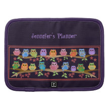 Cute Owls on Brenches & text Folio Mini Planner