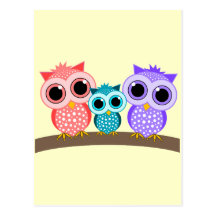 cute owls postcards