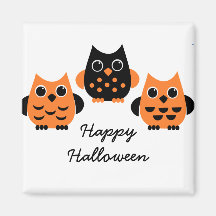 Cute Owls say BOO! Refrigerator Magnets