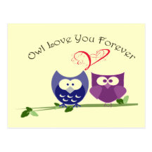 Cute Owls Valentine Greeting Card Postcards