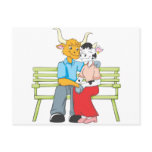Cute Ox Cow Lovers Holding Hands postcards