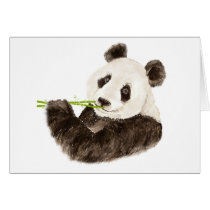 Cute Panda, Asian Bear, Watercolor Animal Greeting Card