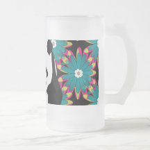 Cute Panda Bear Blue Pink Flowers Floral Pattern Mug