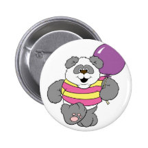 Cute Panda Bear with Balloon Buttons