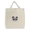 cute panda face tote embroidered bags