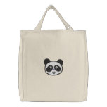 cute panda face tote embroidered bags