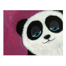 Cute Panda On Pink Postcard