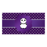 Cute panda purple diamonds customised photo card
