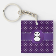 Cute panda purple diamonds keychains