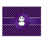 Cute panda purple diamonds post cards