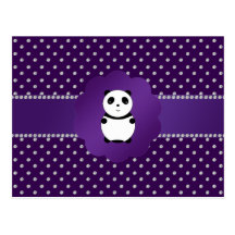 Cute panda purple diamonds post cards