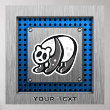 Cute Panda; Silver Poster