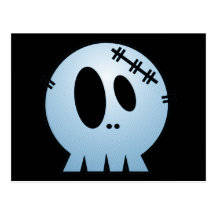 CUTE PATCHY SKULL - BLUE POST CARD