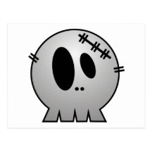 CUTE PATCHY SKULL - GREY BW POST CARDS