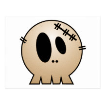 CUTE PATCHY SKULL - ORANGE POSTCARDS