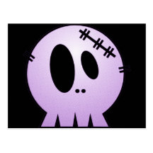 CUTE PATCHY SKULL - PURPLE POST CARD
