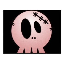 CUTE PATCHY SKULL - RED POST CARDS