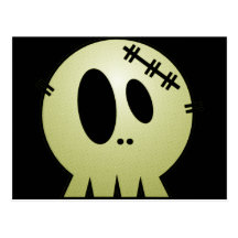 CUTE PATCHY SKULL - YELLOW POSTCARDS