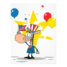 cute patriotic democratic donkey silly cartoon announcements