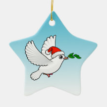 Cute Peace Dove with Santa Hat Christmas Tree Ornaments