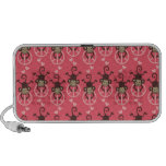 cute peace signs monkeys pattern pink with hearts iPod speakers