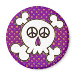 CUTE PEACE SIGNS SKULL & CROSSBONES magnets