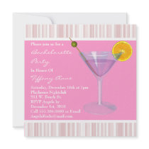 Cute Peach Pink Martini Bachelorette Party Invite