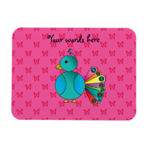 Cute peacock pink butterflies rectangle magnet